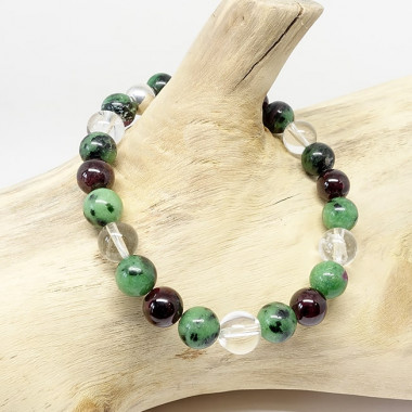 copy of Passion et sensualité - Zoisite, grenat facetté et cristal de roche facetté , Bracelet extensible