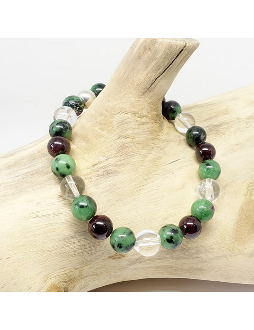 Zoisite, grenat et cristal de roche