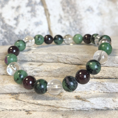 copy of Passion et sensualité - Zoisite, grenat facetté et cristal de roche facetté , Bracelet extensible