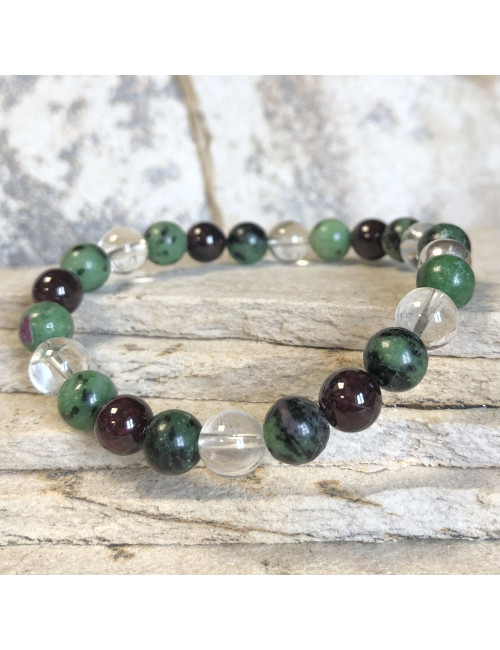 Zoisite, grenat et cristal de roche