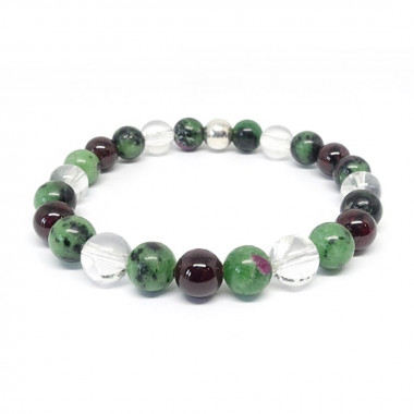 copy of Passion et sensualité - Zoisite, grenat facetté et cristal de roche facetté , Bracelet extensible