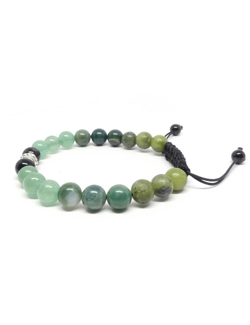 Bracelet HOMME en pierre de jade néphrite, onyx, aventurine et agate mousse