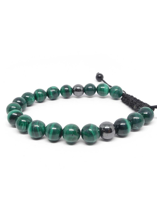 Bracelet en PIERRE malachite et en hématite