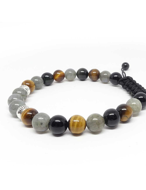 Labradorite, obsidienne et oeil de tigre