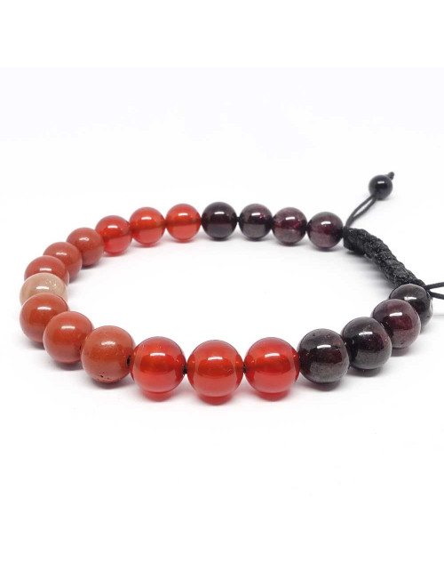 grenat, cornaline, jaspe rouge et pierre de soleil
