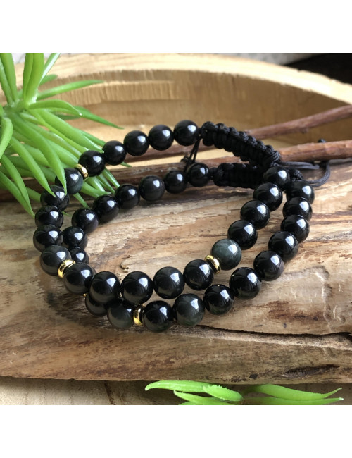 Bracelets bien-être EN PIERRE fine obsidienne oeil céleste