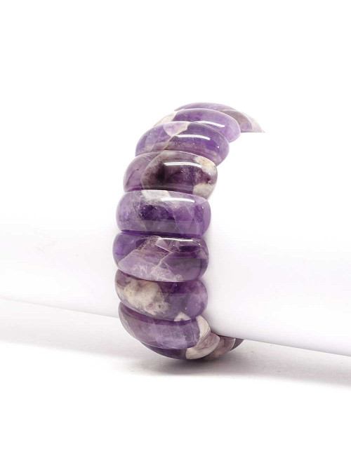 Bracelet bien-être en pierre améthyste matrice perles en forme de plaques.