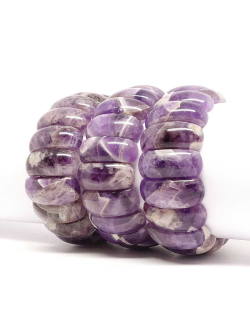 Bracelet bien-être en pierre améthyste matrice perles en forme de plaques.