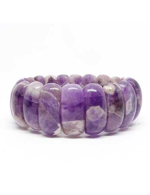Bracelet extensible en perles d'améthyste matrice en forme de plaque.