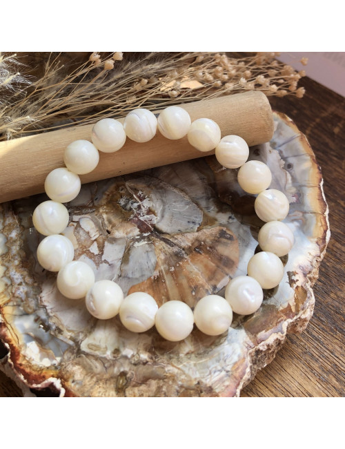 Bracelet extensible en nacre de 10 mm