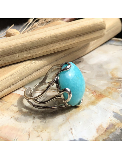 Amazonite, Bague ajustable argent 925