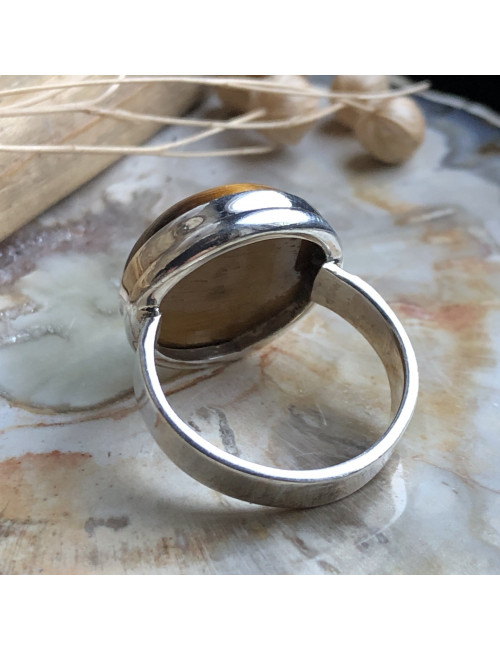 Bague en argent 925 et pierre Oeil de tigre