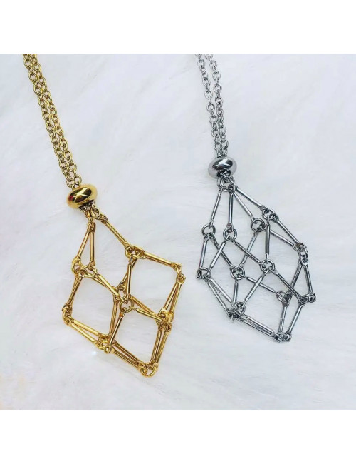 Collier porte pierre en acier inoxydable doré Taille S