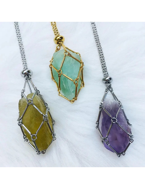 Collier porte pierre en acier inoxydable doré Taille S