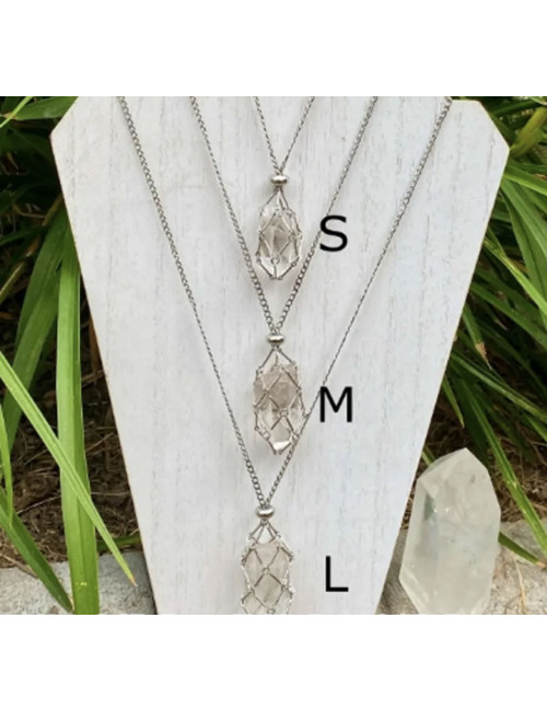 Collier porte pierre en acier inoxydable argenté Taille L