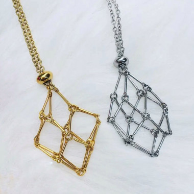 Collier porte pierre en acier inoxydable doré Taille L