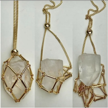 Collier porte pierre en acier inoxydable doré Taille L