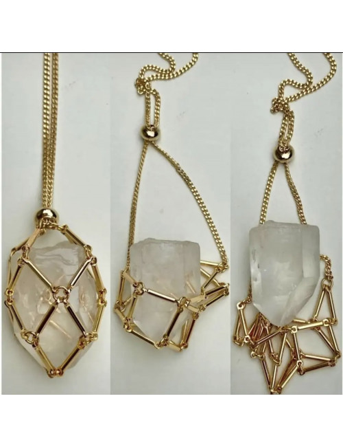 Collier porte pierre en acier inoxydable doré Taille L