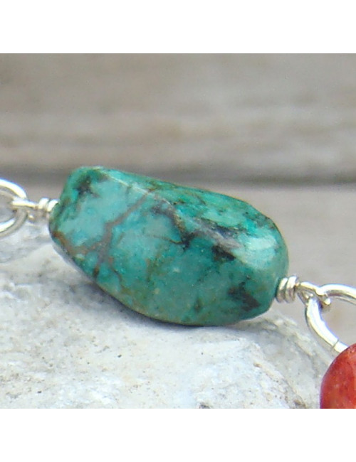 Bracelet turquoise et corail