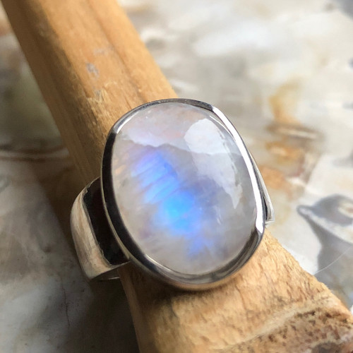 Pierre de lune, Bague argent 925 T 55
