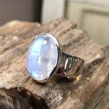 Pierre de lune, Bague argent 925 T 55