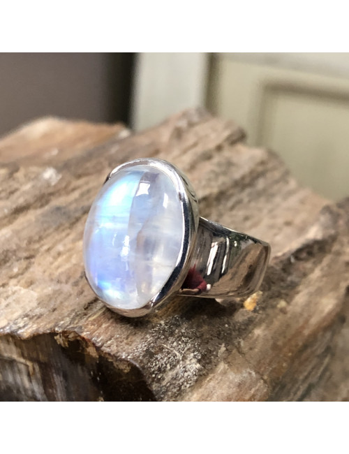 Pierre de lune, Bague argent 925 T 55