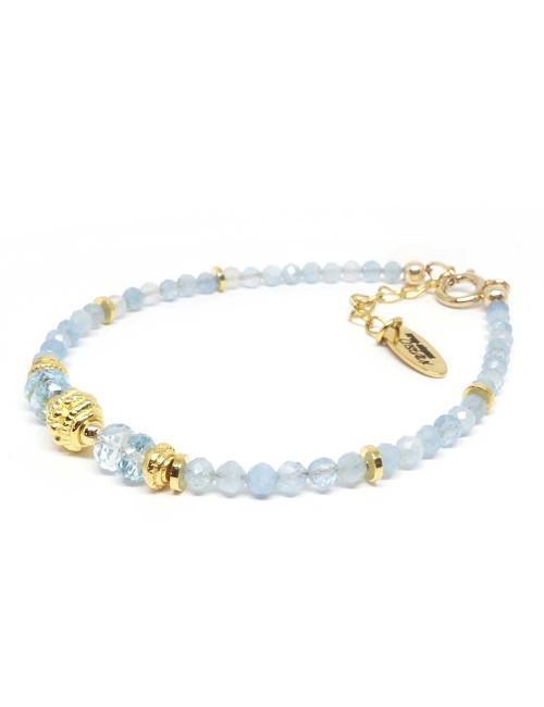 Bracelet fin Aigue-marine avec Gold filled 14k