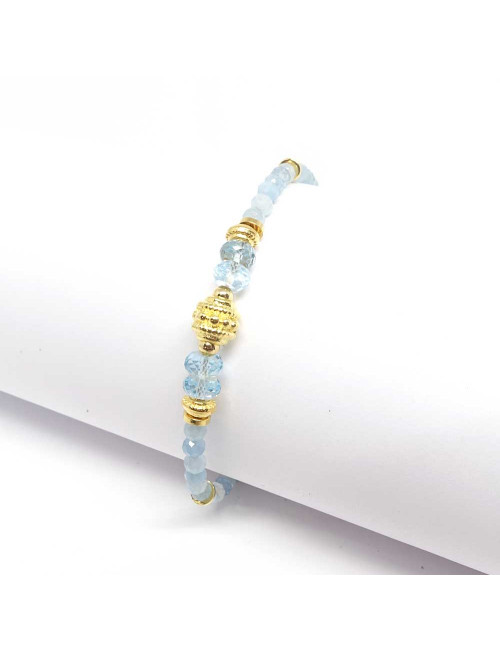 Bracelet fin Aigue-marine avec Gold filled 14k