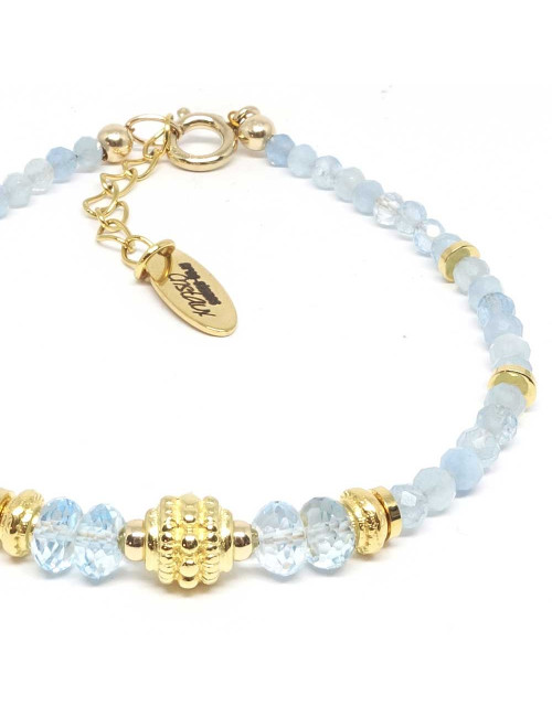 Bracelet fin Aigue-marine avec Gold filled 14k