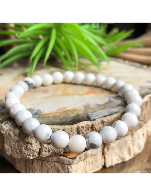 Bracelet extensible en pierre de howlite