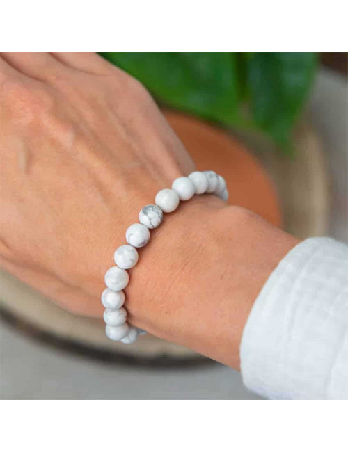 Bracelet extensible en pierre de howlite