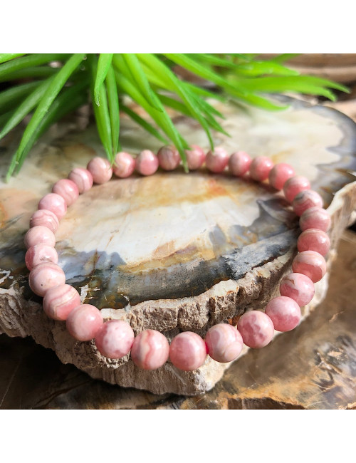 Bracelet extensible en pierre Rhodochrosite