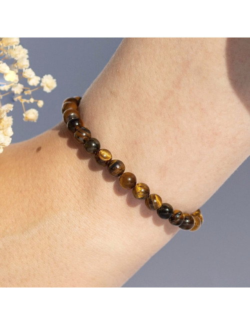 Bracelet extensible perles de  6 mm en oeil  de tigre,