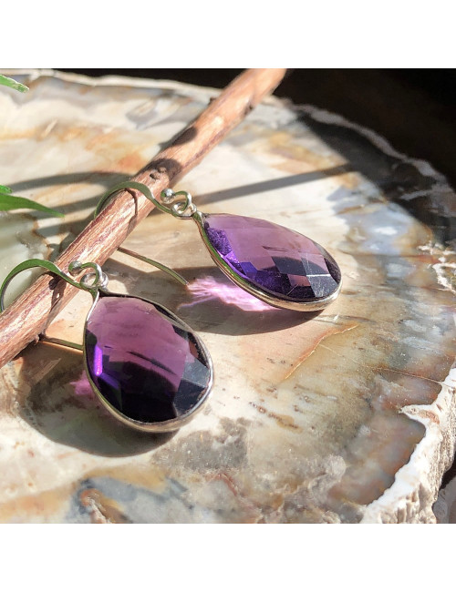 Boucles d’oreilles en améthyste et argent