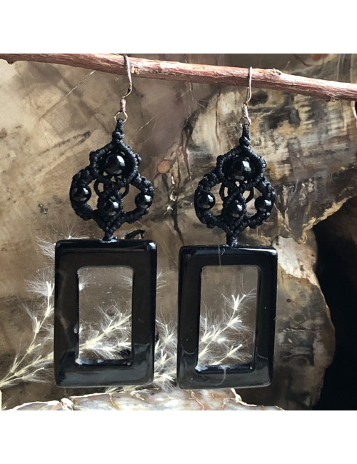 Boucles d'oreilles en pierre onyx
