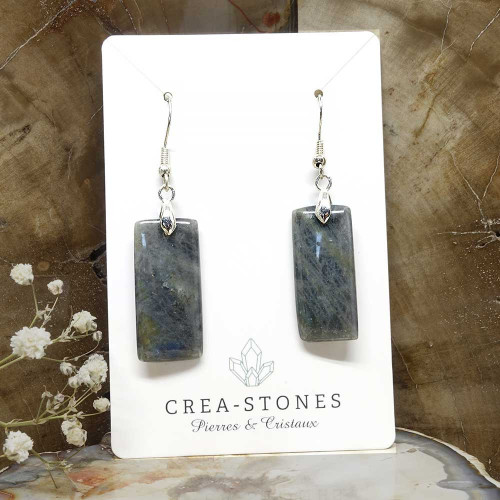 Boucles d'oreilles argent et pierre de labradorite,