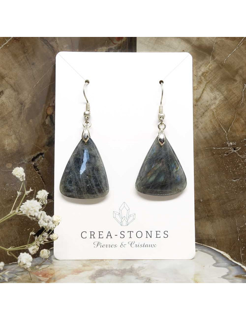 Boucles d'oreilles argent et pierre de labradorite