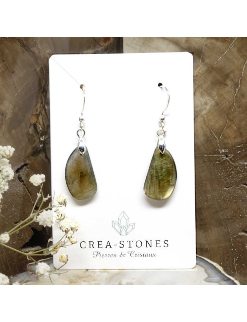 Boucles d'oreilles argent et pierre de labradorite