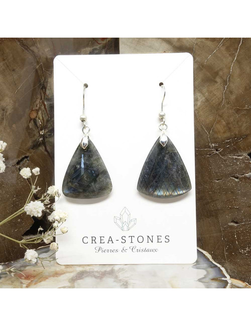 Boucles d'oreilles argent et pierre de labradorite