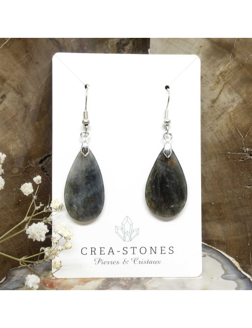 Boucles d'oreilles argent et pierre de labradorite