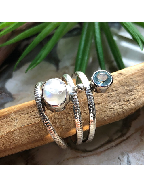 Pierre de lune et Topaze bleue