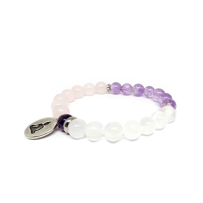 Bracelet Quartz Sélénite et Améthyste