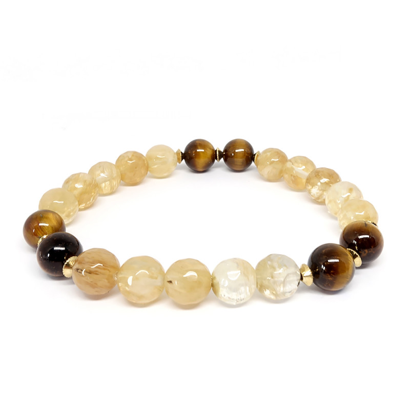 Bracelet en Oeil de tigre et Citrine