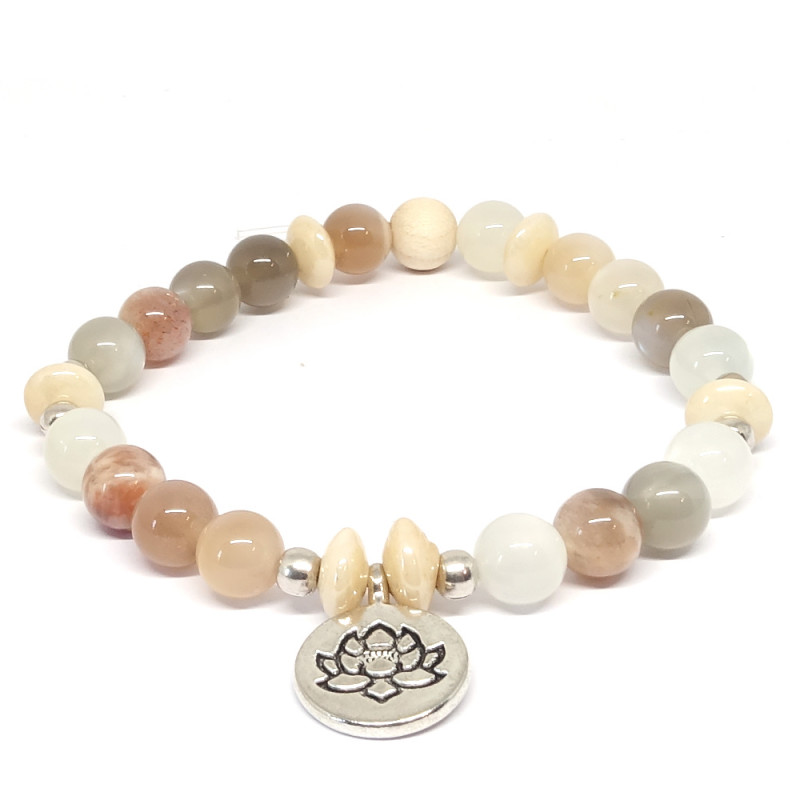 Bracelet Pierre de Lune et Lotus