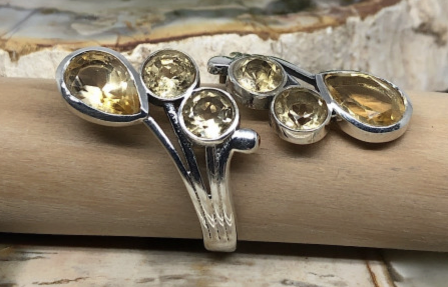 Bague en pierres naturelles Citrines