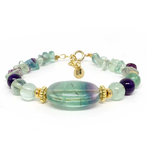Bracelet en Fluorite avec apprêts en Gold Filled 14K